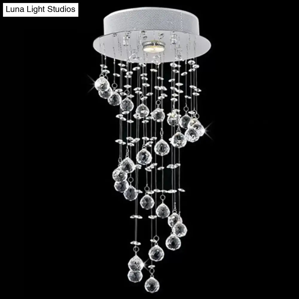 Modern Crystal Draping Ceiling Light With Stainless Steel Spiral Design - 1/3/5 Bulbs 1 /