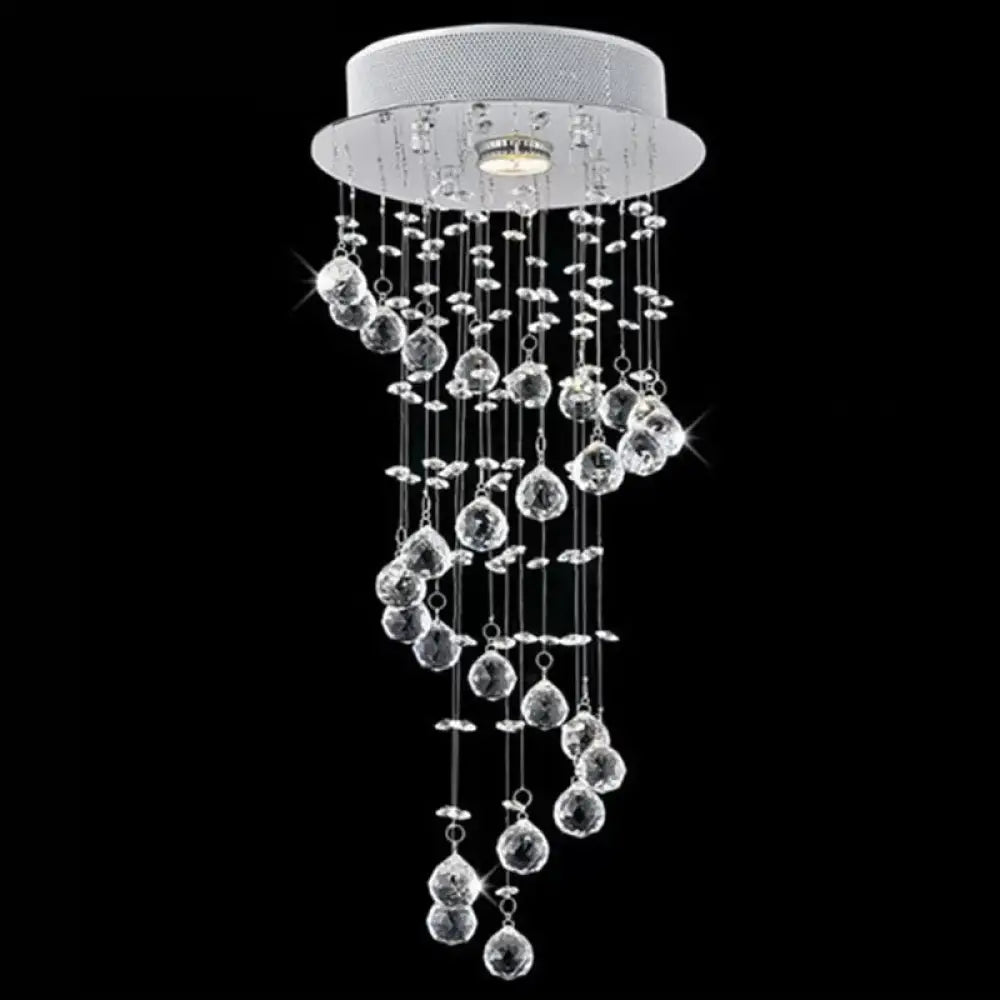 Modern Crystal Draping Ceiling Light With Stainless Steel Spiral Design - 1/3/5 Bulbs 1 /