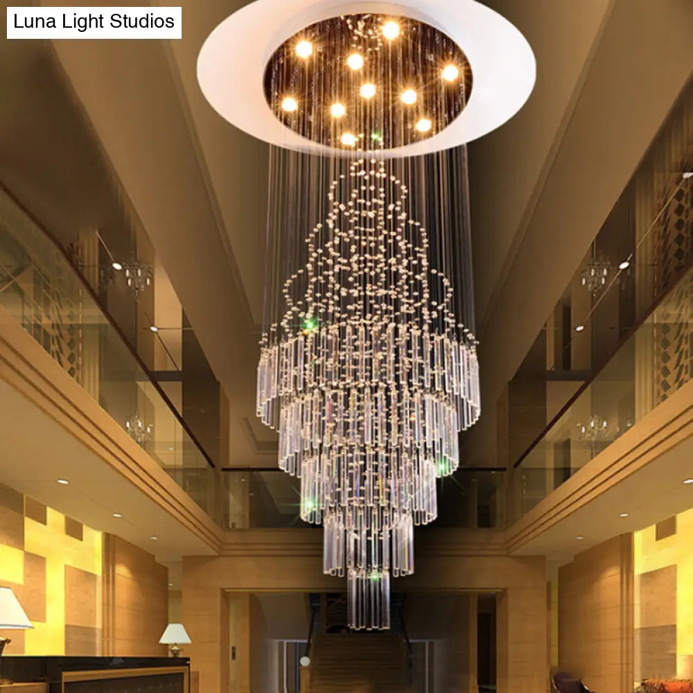 Modern Crystal Drop Lamp With Led 10 Bulbs - Orbs And Rods Design For Living Room Ceiling Light