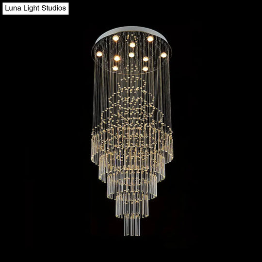 Modern Crystal Drop Lamp With Led 10 Bulbs - Orbs And Rods Design For Living Room Ceiling Light