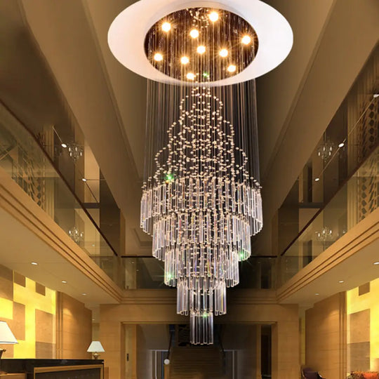 Modern Crystal Drop Lamp With Led 10-Bulb Living Room Ceiling Light: Orbs And Rods Design Silver