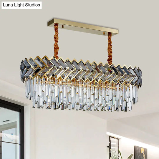 Modern Crystal Ellipse Island Pendant Light - Elegant 10-Bulb Suspension Lighting For Dining Room