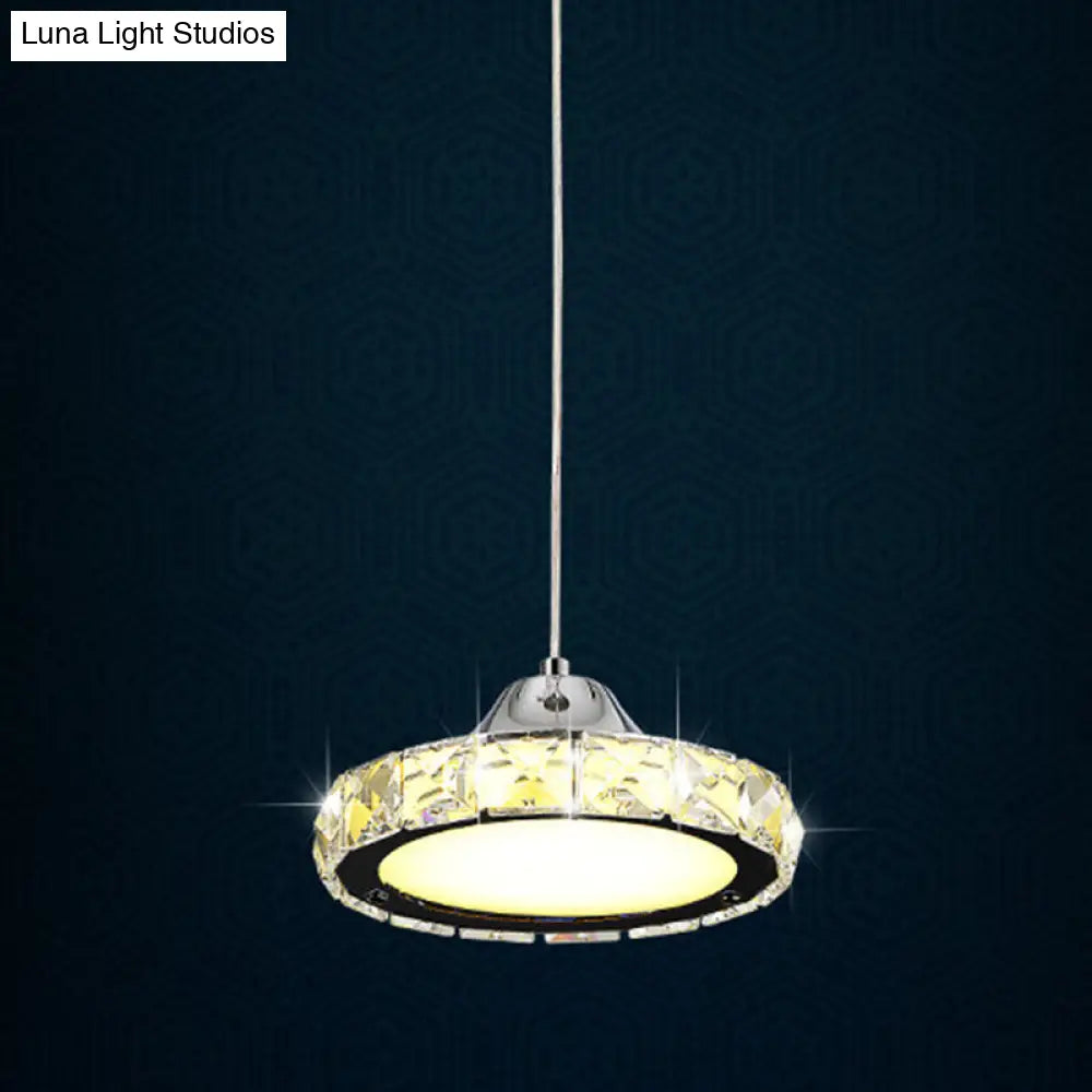 Modern Circular Led Crystal Pendant Light With Chrome Finish For Hanging Ceiling / Warm 5