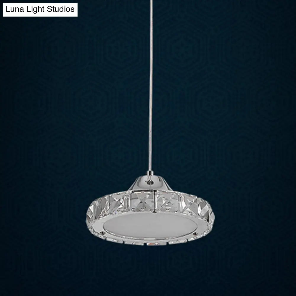 Modern Circular Led Crystal Pendant Light With Chrome Finish For Hanging Ceiling / White 5