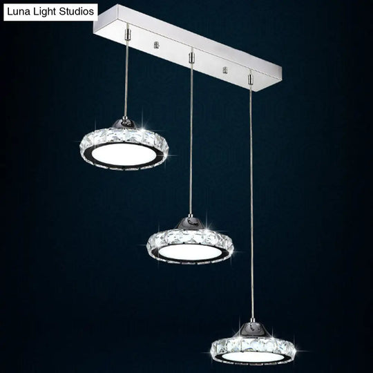 Modern Circular Led Crystal Pendant Light With Chrome Finish For Hanging Ceiling