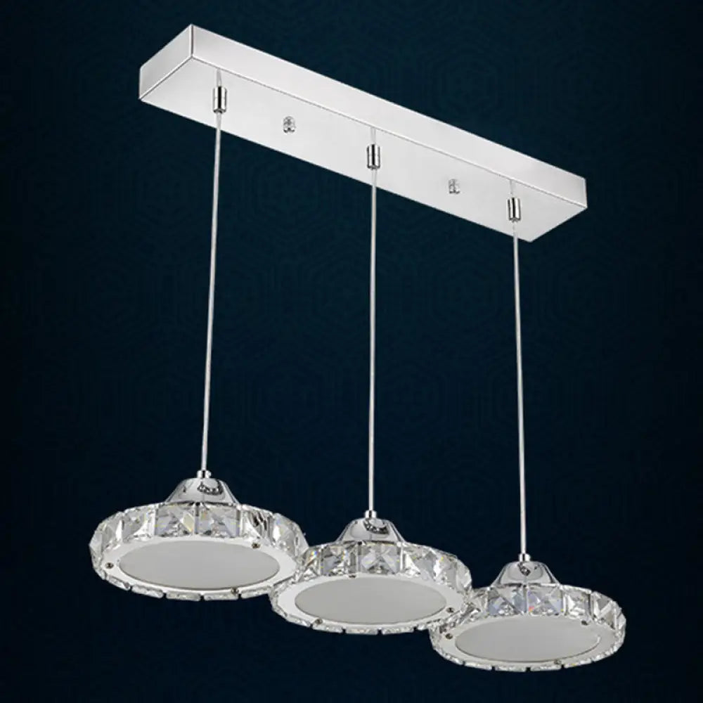Modern Crystal Embedded Led Pendant Ceiling Light With Chrome Finish / Warm 19’