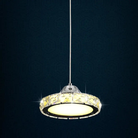 Modern Crystal Embedded Led Pendant Ceiling Light With Chrome Finish / Warm 5’