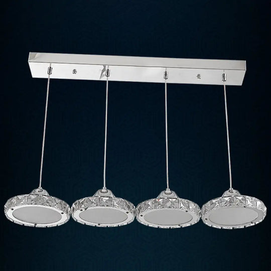 Modern Crystal Embedded Led Pendant Ceiling Light With Chrome Finish / White 23.5’