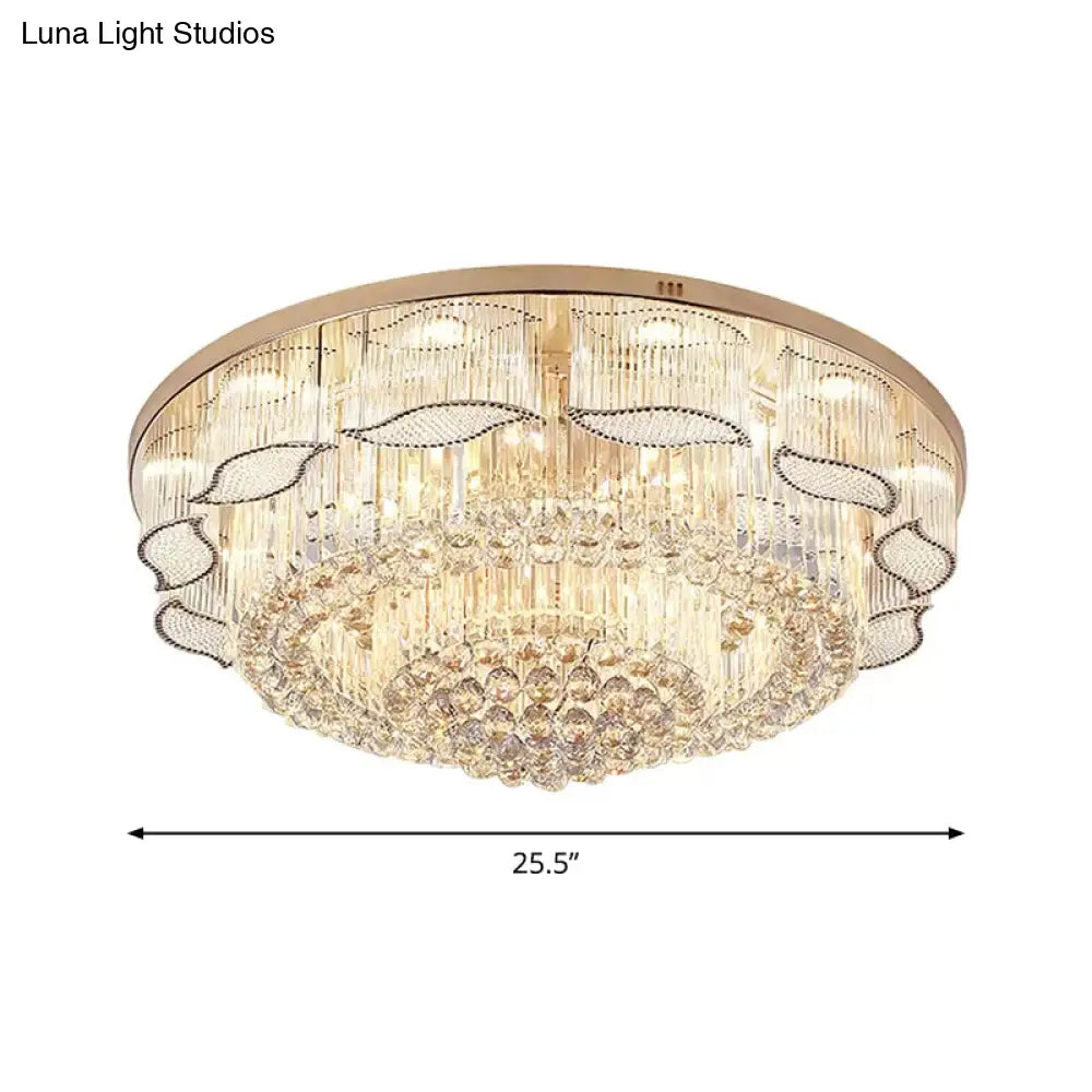 Modern Crystal Flower Flushmount Ceiling Lamp - 7 - Light Clear Flush Light Fixture For Living Room