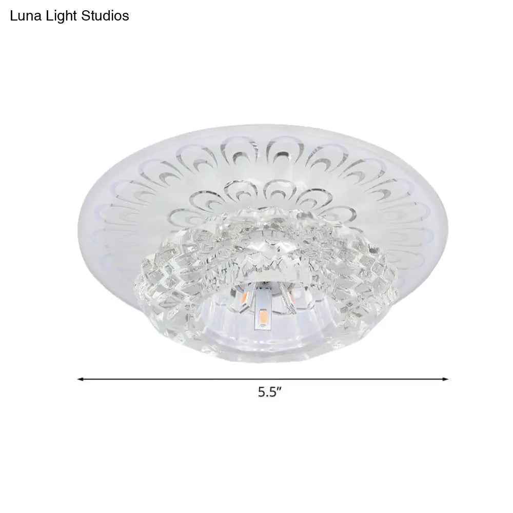 Modern Crystal Flower Hotel Flush Mount Led Ceiling Light Fixture - Layered Design 5.5’/7’ Wide