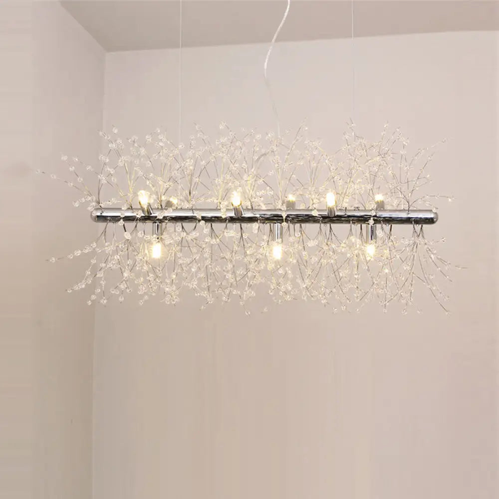 Modern Crystal Flower Island Pendant Ceiling Lamp For Kitchen (9/12-Head Chrome/Gold) 9 / Chrome