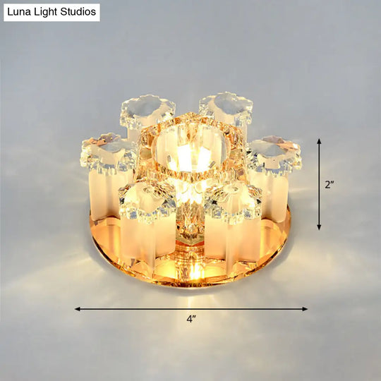 Modern Crystal Flower Led Ceiling Light For Hallway With Flush Mount Shade