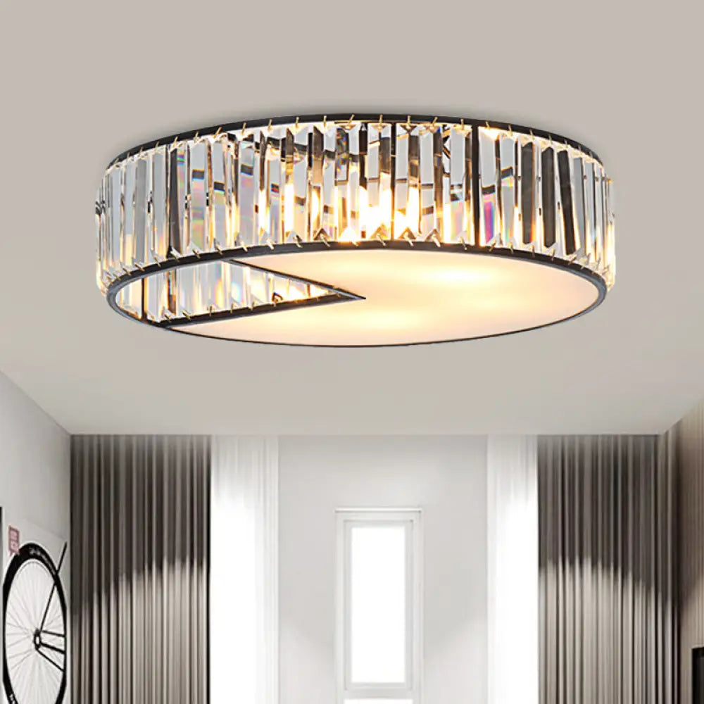 Modern Crystal Flush Ceiling Lamp - 5 - Bulb Block Design For Living Room Black