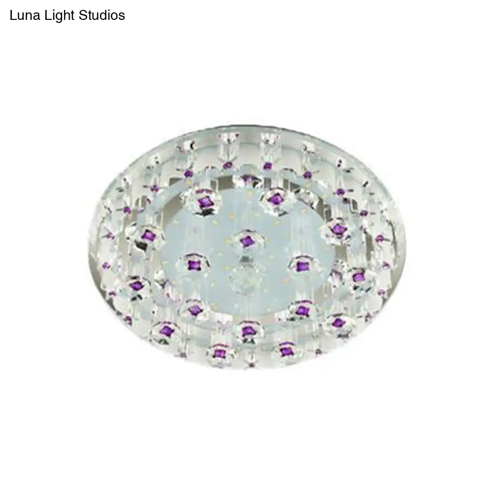 Modern Crystal Flush Mount Ceiling Light - Clear Hallway Led Fixture