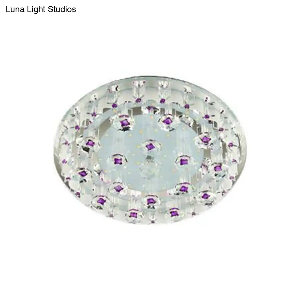 Modern Crystal Flush Mount Ceiling Light - Clear Hallway Led Fixture