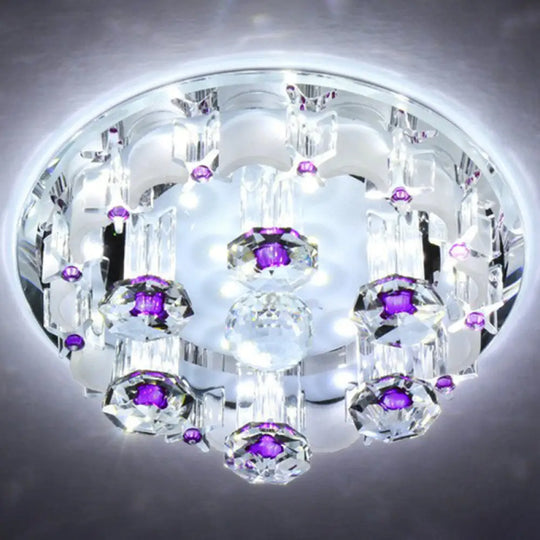 Modern Crystal Flush Mount Ceiling Light - Clear Hallway Led Fixture / 7’ White