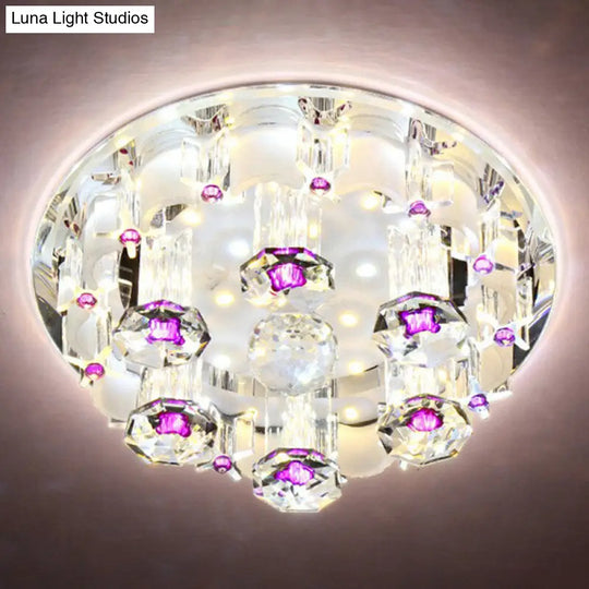 Modern Crystal Flush Mount Ceiling Light - Clear Hallway Led Fixture / 7 2 Color