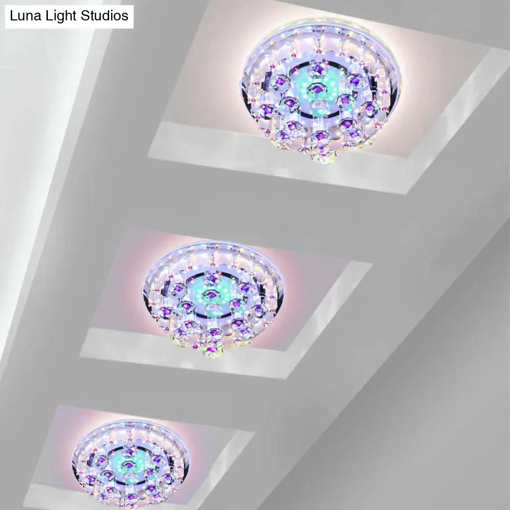 Modern Crystal Flush Mount Ceiling Light - Clear Hallway Led Fixture