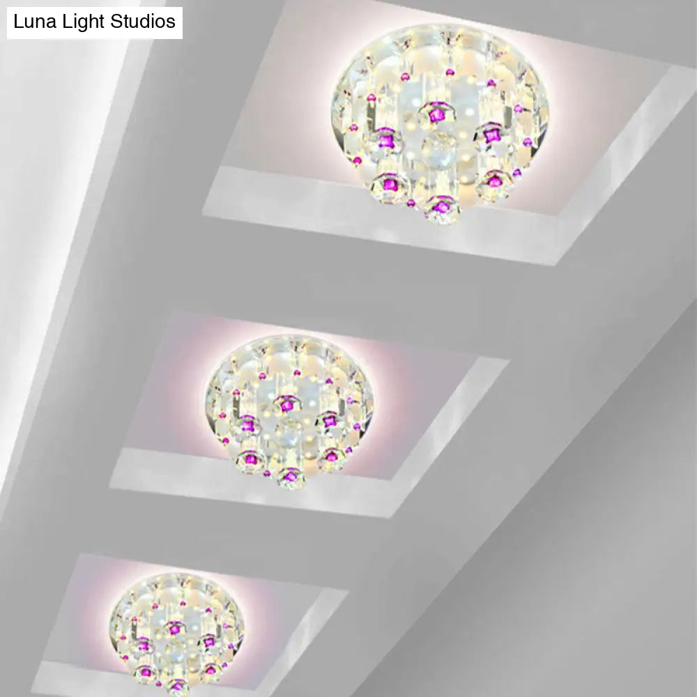 Modern Crystal Flush Mount Ceiling Light - Clear Hallway Led Fixture
