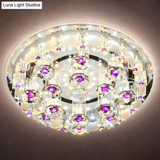 Modern Crystal Flush Mount Ceiling Light - Clear Hallway Led Fixture / 9.5 2 Color