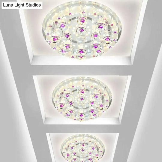 Modern Crystal Flush Mount Ceiling Light - Clear Hallway Led Fixture