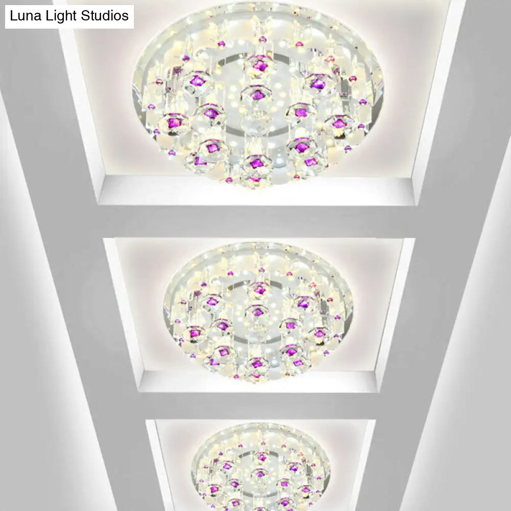 Modern Crystal Flush Mount Ceiling Light - Clear Hallway Led Fixture