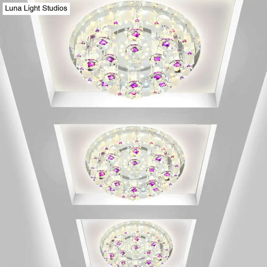 Modern Crystal Flush Mount Ceiling Light - Clear Hallway Led Fixture