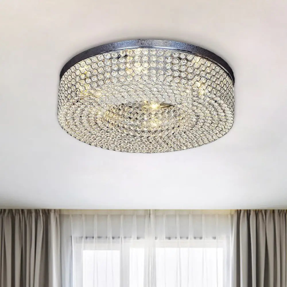 Modern Crystal Flush Mount Ceiling Light Fixture With 6 - Bulb Recessed Lighting Clear