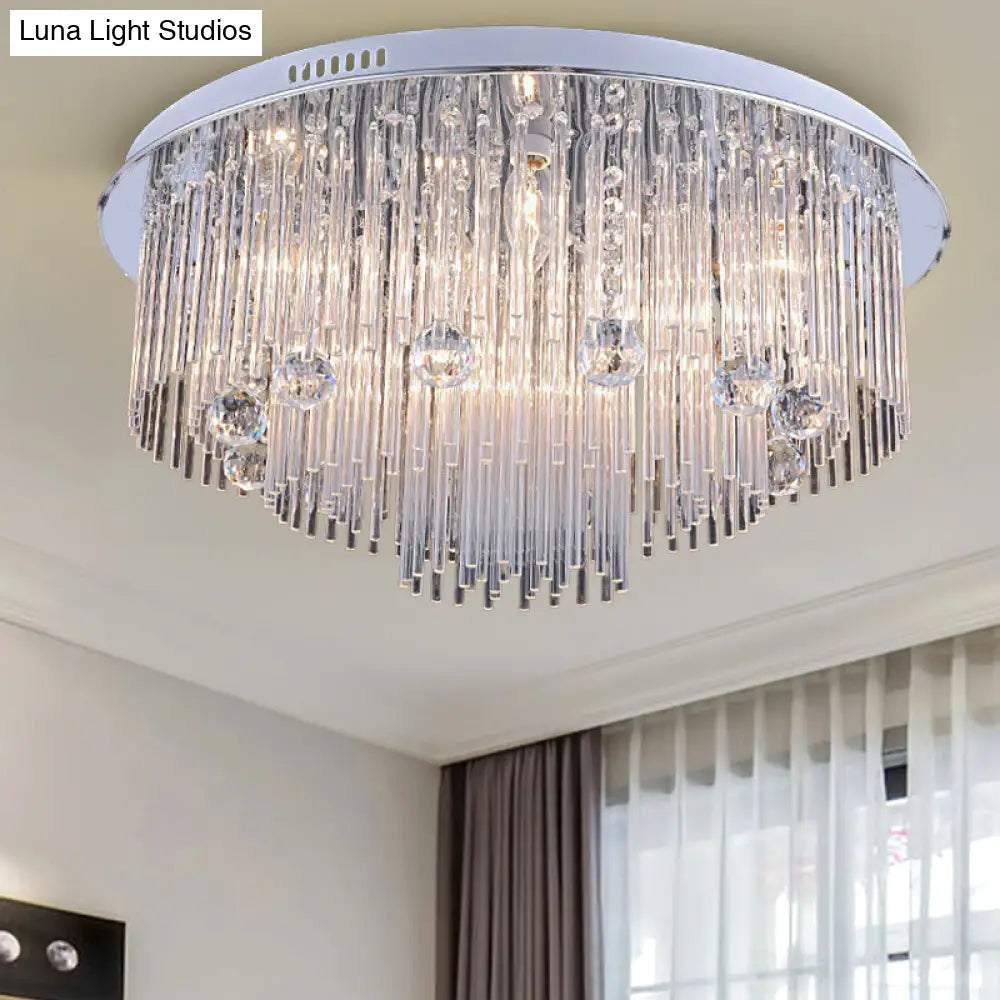 Modern Crystal Flush Mount Ceiling Light Fixture With Tiered Design And Multiple Head Options