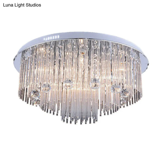 Modern Crystal Flush Mount Ceiling Light Fixture With Tiered Design And Multiple Head Options