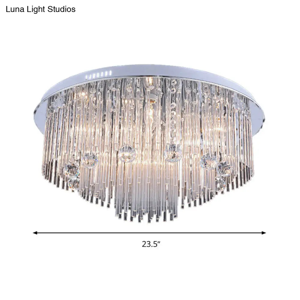 Modern Crystal Flush Mount Ceiling Light Fixture With Tiered Design And Multiple Head Options