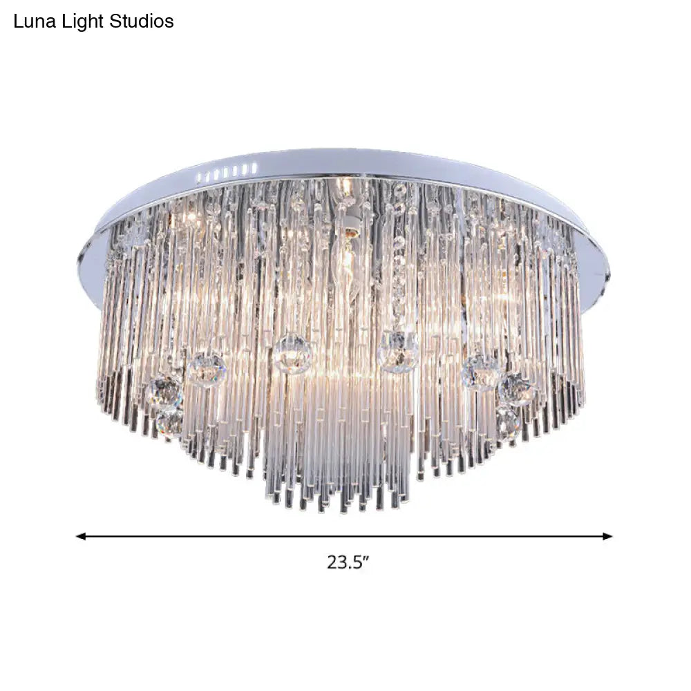 Modern Crystal Flush Mount Ceiling Light Fixture With Tiered Design And Multiple Head Options