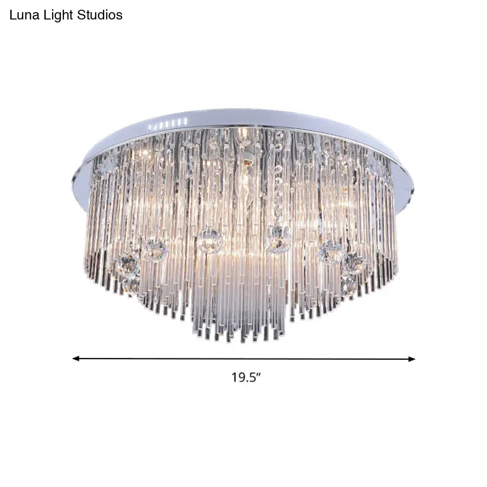 Modern Crystal Flush Mount Ceiling Light Fixture With Tiered Design And Multiple Head Options
