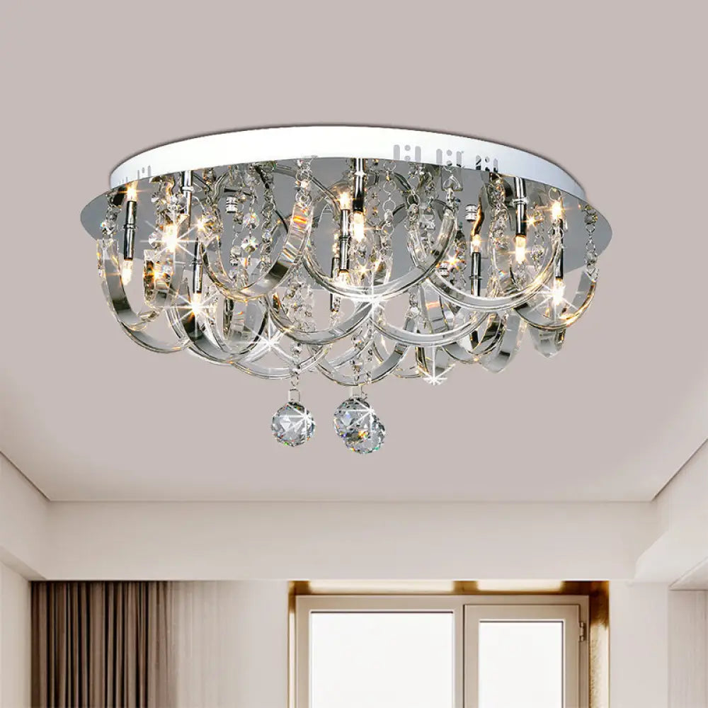 Modern Crystal Flush Mount Ceiling Light With Twisted Clear Design - 8 Heads For Bedroom /