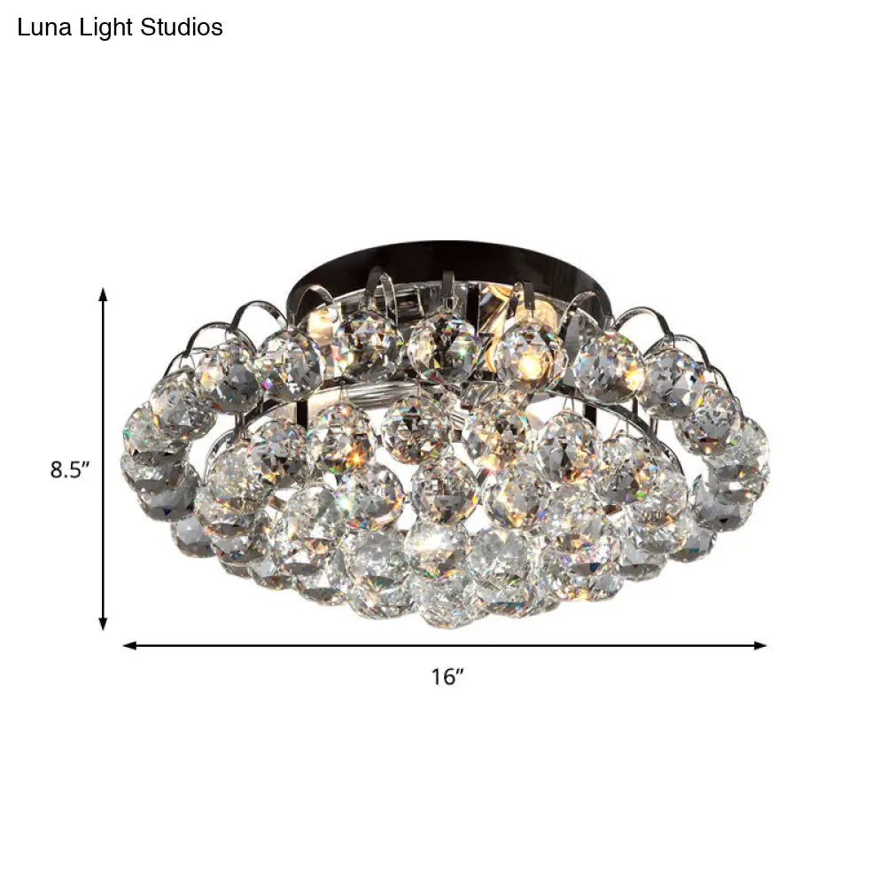 Modern Crystal Flush Mount Lamp - Tapered Design 3 Lights Black Ceiling Fixture