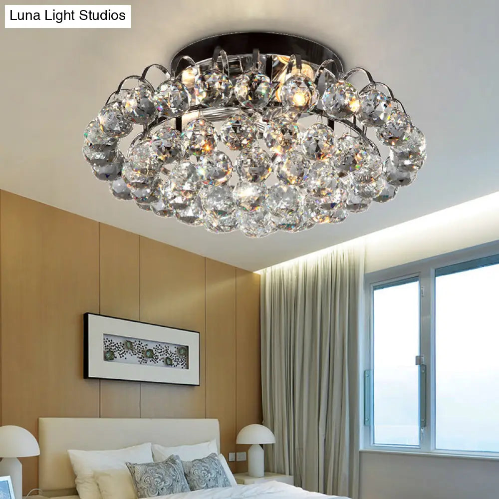 Modern Crystal Flush Mount Lamp - Tapered Design 3 Lights Black Ceiling Fixture