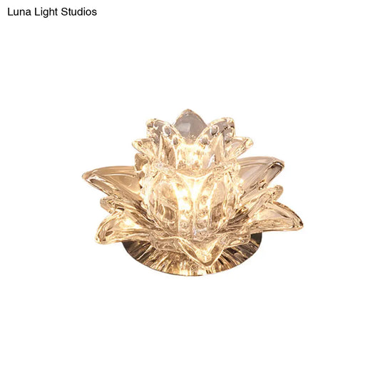 Modern Crystal Flush Mount Led Ceiling Lamp For Hallways - Clear Flower Design