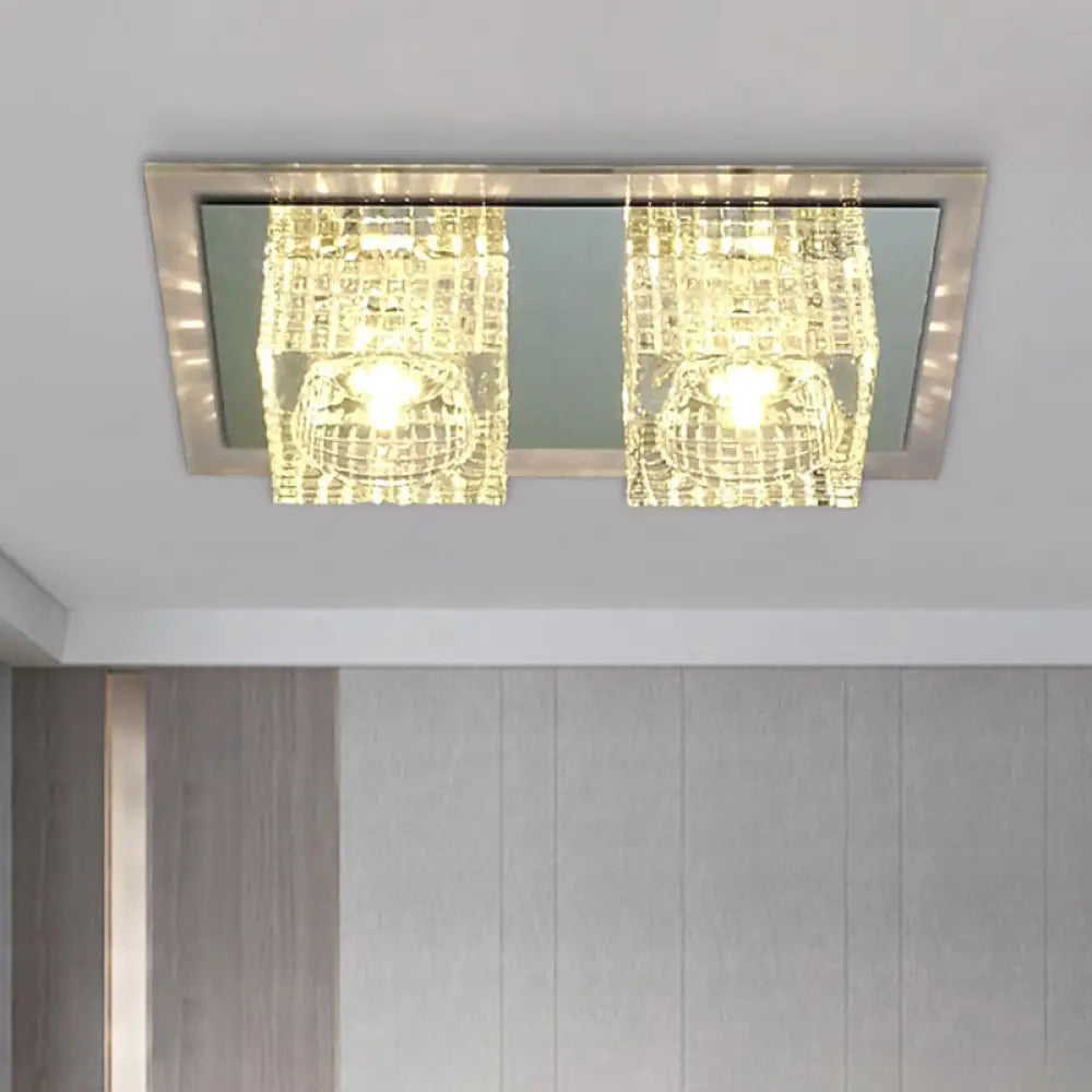 Modern Crystal Flush Mount Led Ceiling Light Fixture - Clear