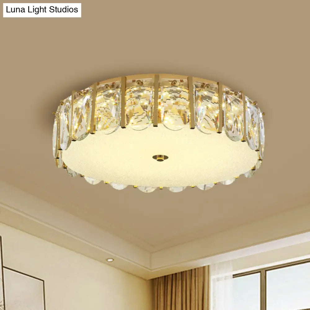 Modern Crystal Flush Mount Led Ceiling Light For Bedrooms With Stainless-Steel Finish