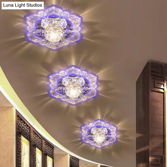 Modern Crystal Flush Mount Led Lighting For Corridor - Tiered Bloom Design