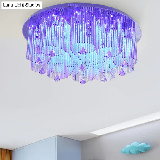 Modern Crystal Flushmount Ceiling Light Fixture With Stainless - Steel Mounting - 4/8/15 Heads