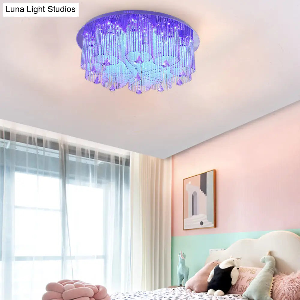 Modern Crystal Flushmount Ceiling Light Fixture With Stainless - Steel Mounting - 4/8/15 Heads