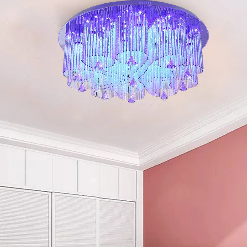 Modern Crystal Flushmount Ceiling Light Fixture With Stainless - Steel Mounting - 4/8/15 Heads 4 /