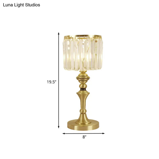 Modern Crystal Flute Led Table Lamp In Brass For Study Room