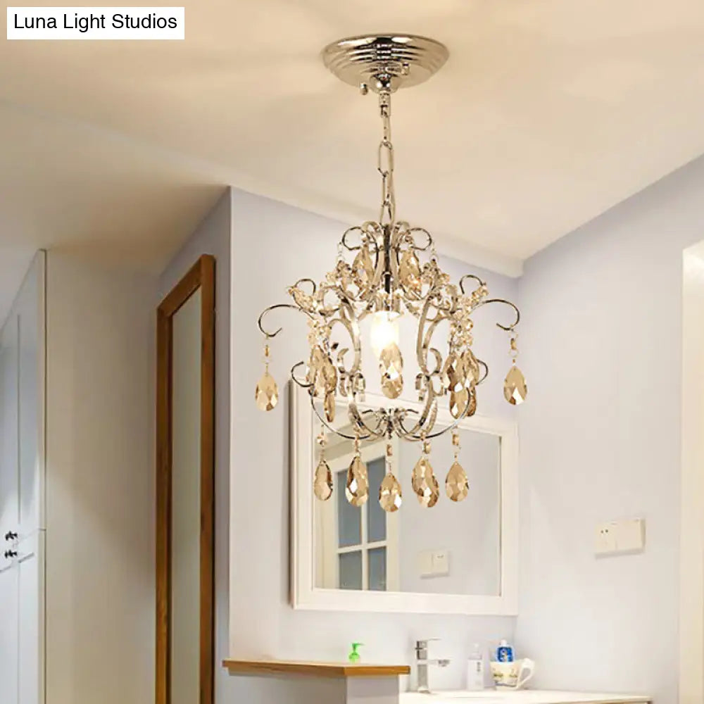 Modern Geometric Crystal Pendant Light - 1 Head Ceiling Chandelier 16 Adjustable Chain Chrome Finish