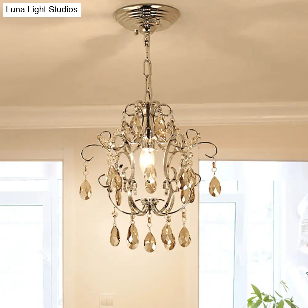 Modern Geometric Crystal Pendant Light - 1 Head Ceiling Chandelier 16 Adjustable Chain Chrome Finish