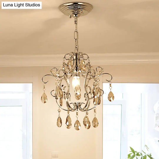 Modern Geometric Crystal Pendant Light - 1 Head Ceiling Chandelier 16 Adjustable Chain Chrome Finish