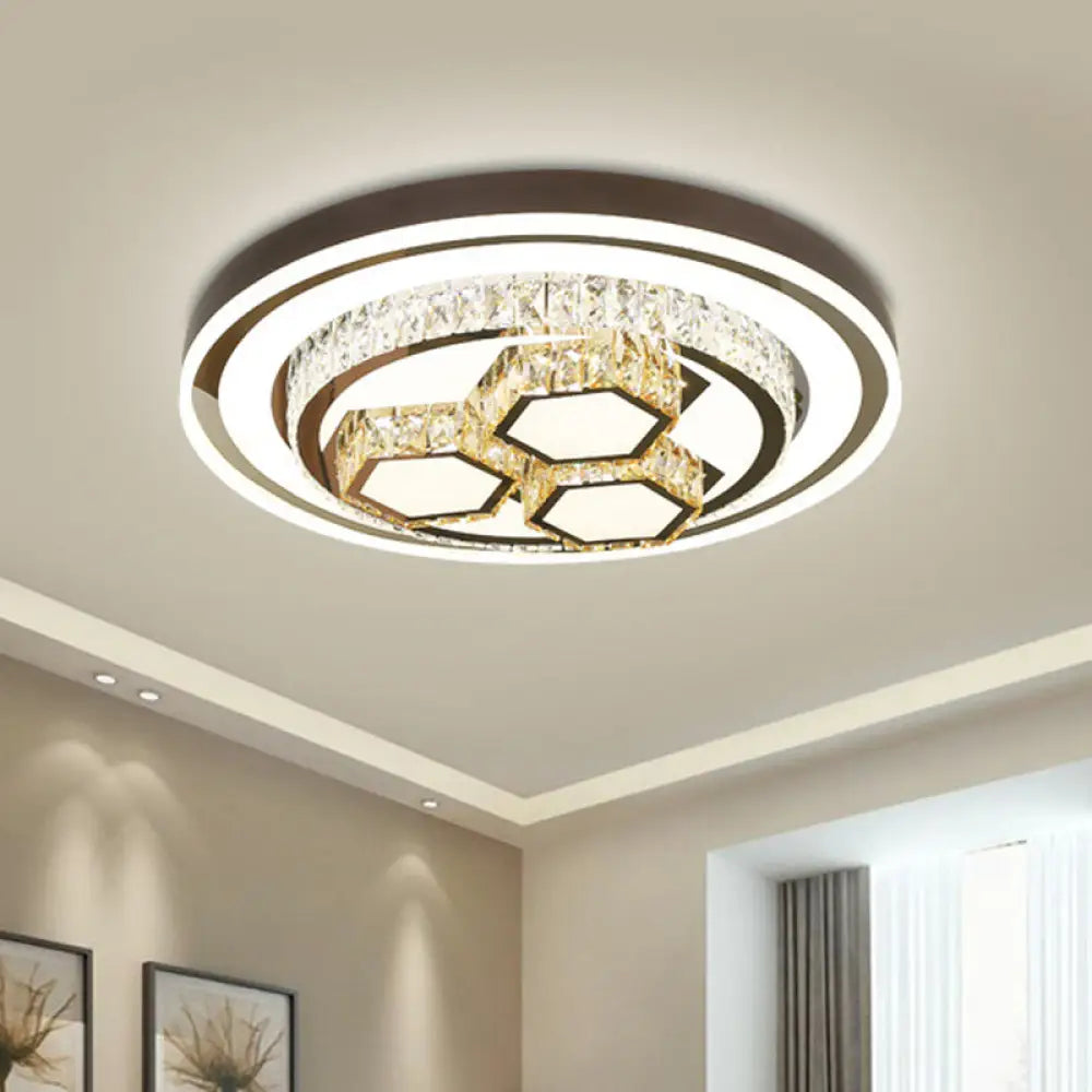Modern Crystal Geometry Led Ceiling Lamp With Chrome Finish - Perfect For Bedroom Lighting