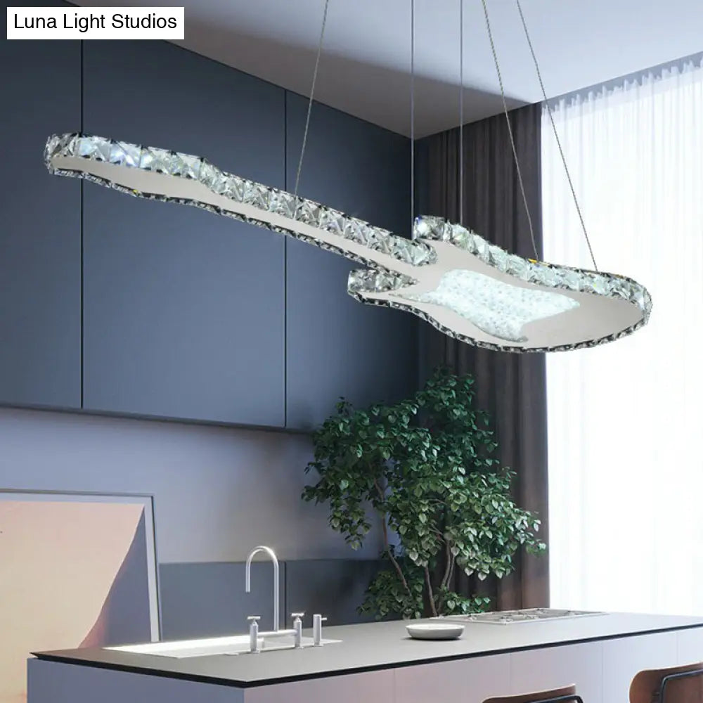 Modern Crystal Guitar Pendant Chandelier - Sleek Dining Room Lighting