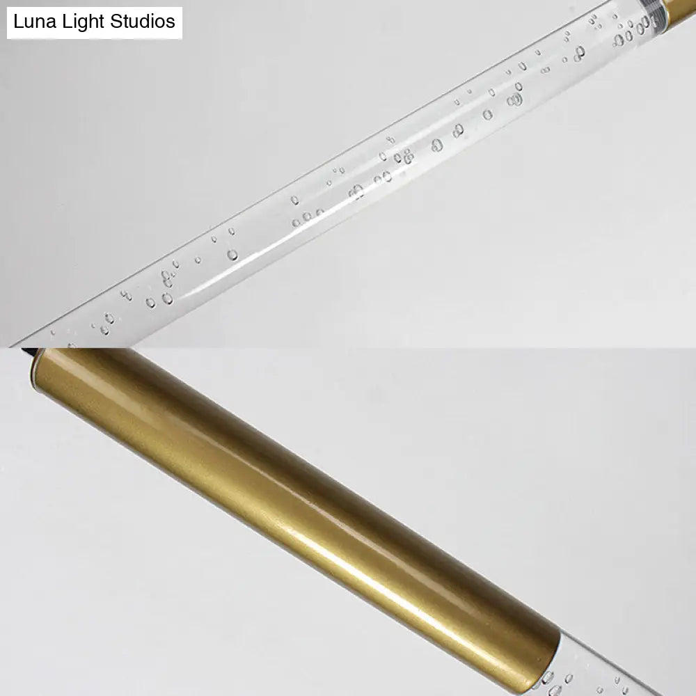 Modern Bubble Crystal Pendant Light - Linear Design Gold Finish Warm/White/Purple Ideal For Bars